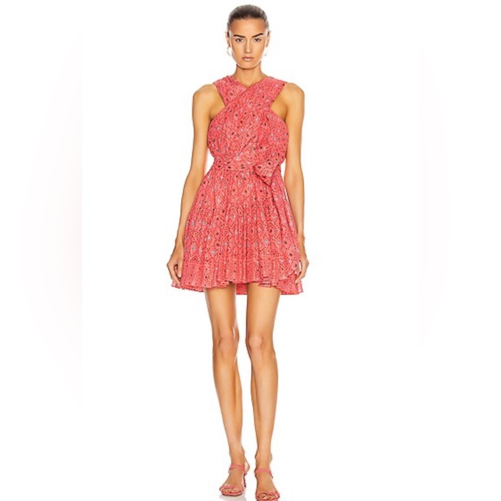 Ulla Johnson Arisa Mini Dress in Hibiscus, Silk Chiffon, Crossover neckline 10